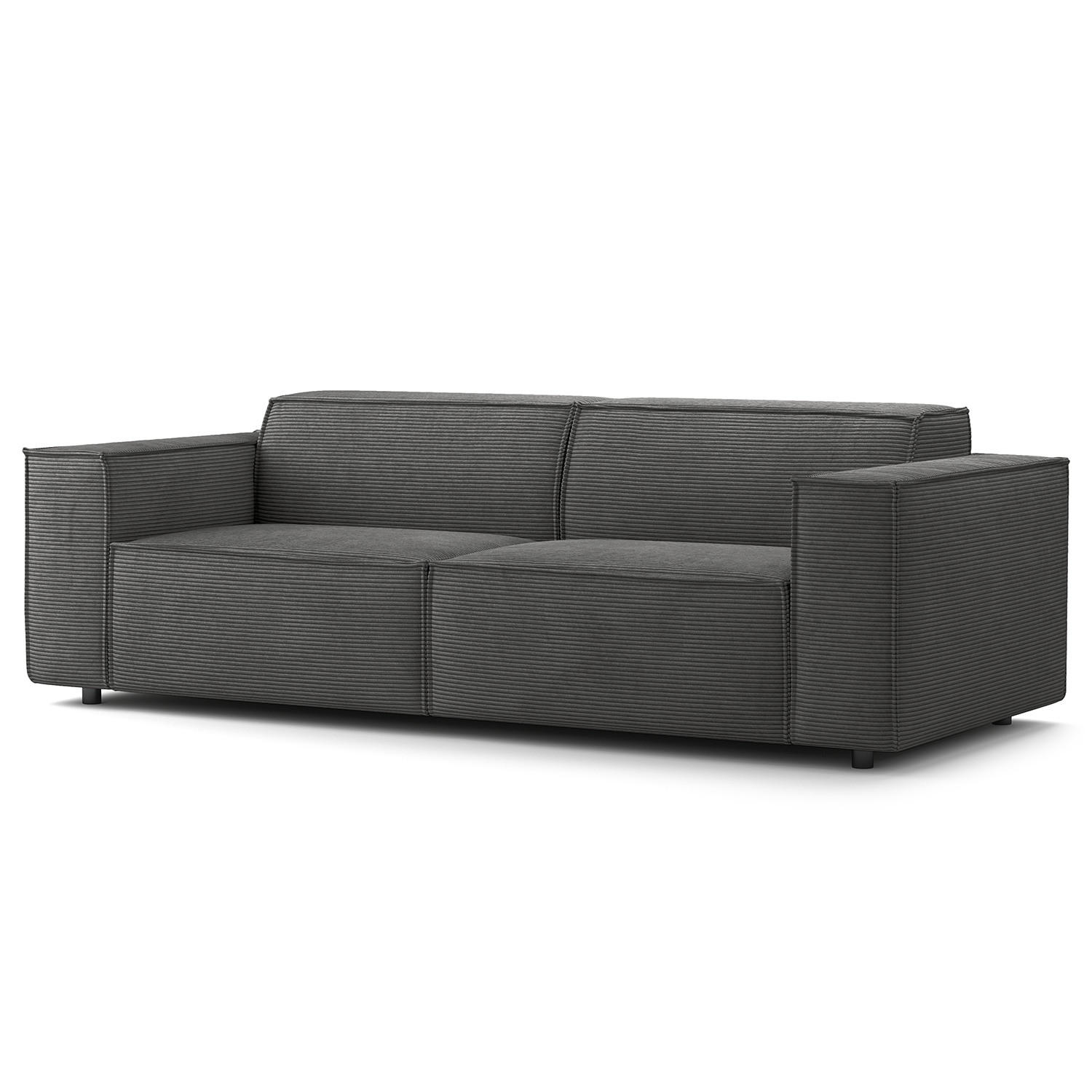 2,5-SITZER SOFA - Anthrazit/Schwarz, Kunststoff/Textil (223/70/96cm) - home24