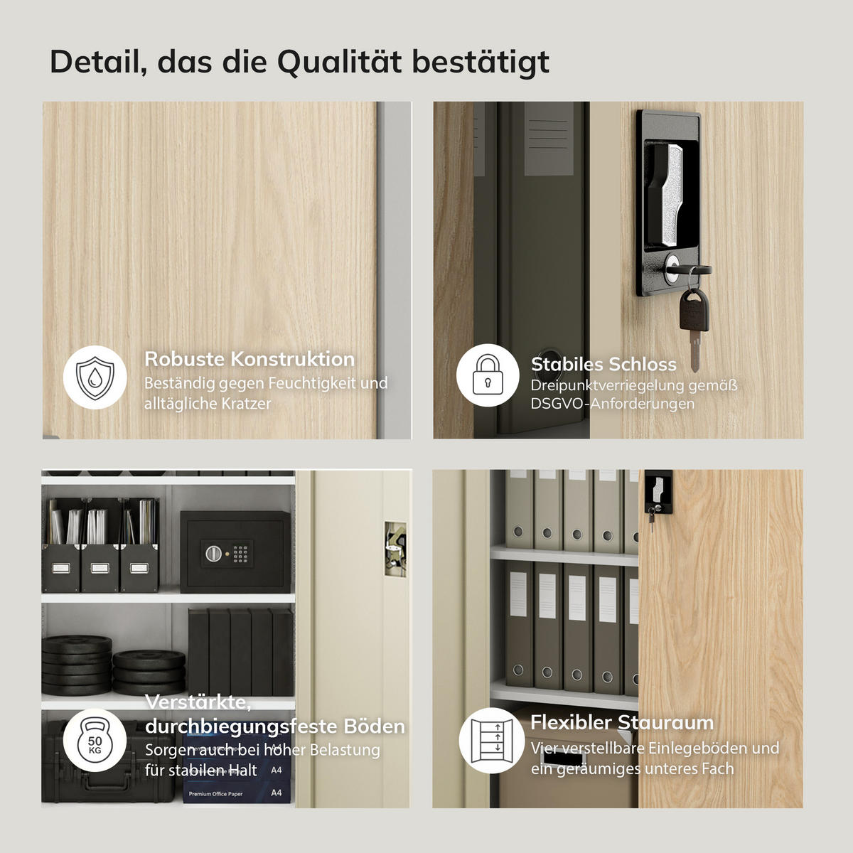 BÜROAKTENSCHRANK JAN 185 x 90 x 40 cm - Grau/Sonoma Eiche, Metall (90/185/40cm) - Jan Nowak