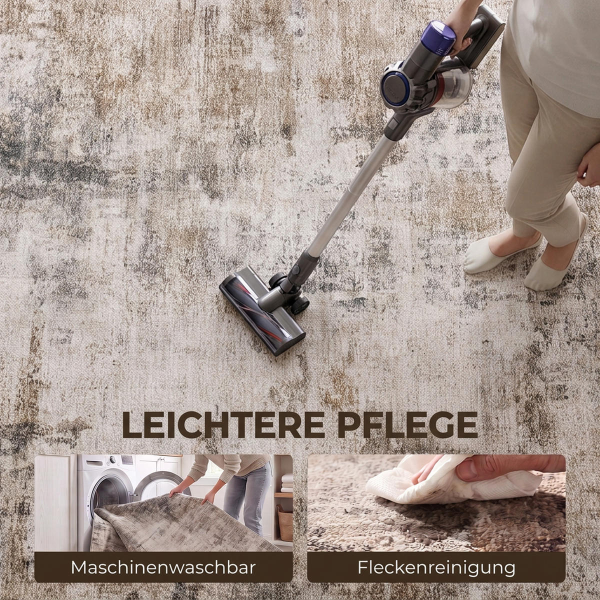 TEPPICH Polyester Braun - Braun, Textil (160/230cm) - HOMCOM