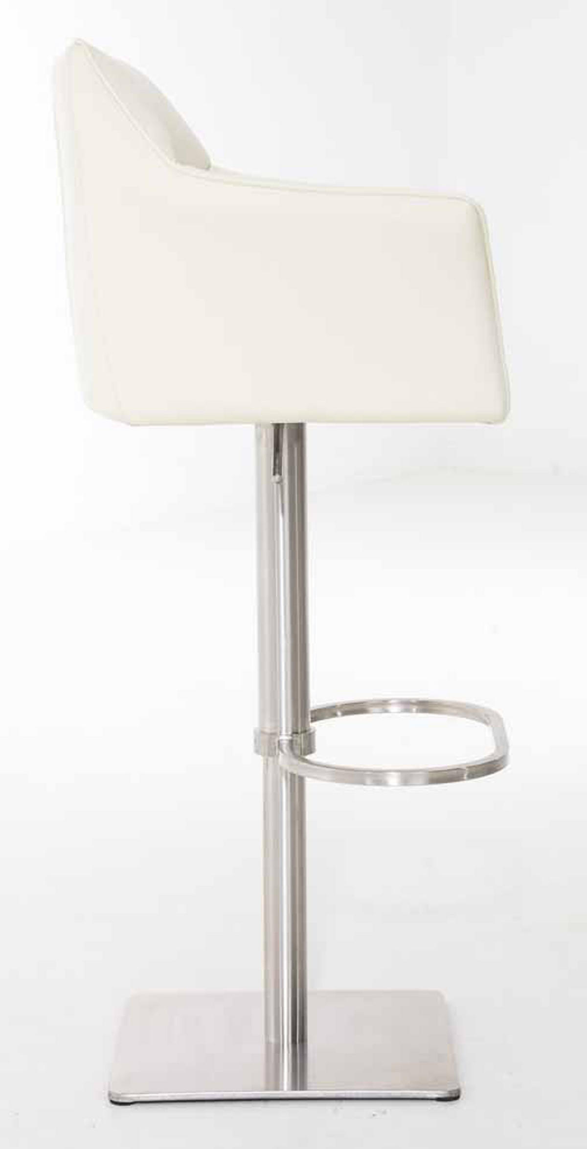 BARHOCKER 2er Set Damaskus Kunstleder edelstahl creme - Edelstahlfarben/Naturfarben, Kunststoff/Metall (64/110/48cm) - TPFLiving