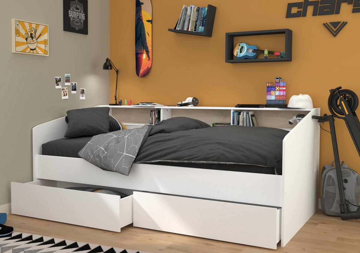STAURAUMBETT Sleep 4 in Weiß - Weiß, Holzwerkstoff (120/200/80cm)