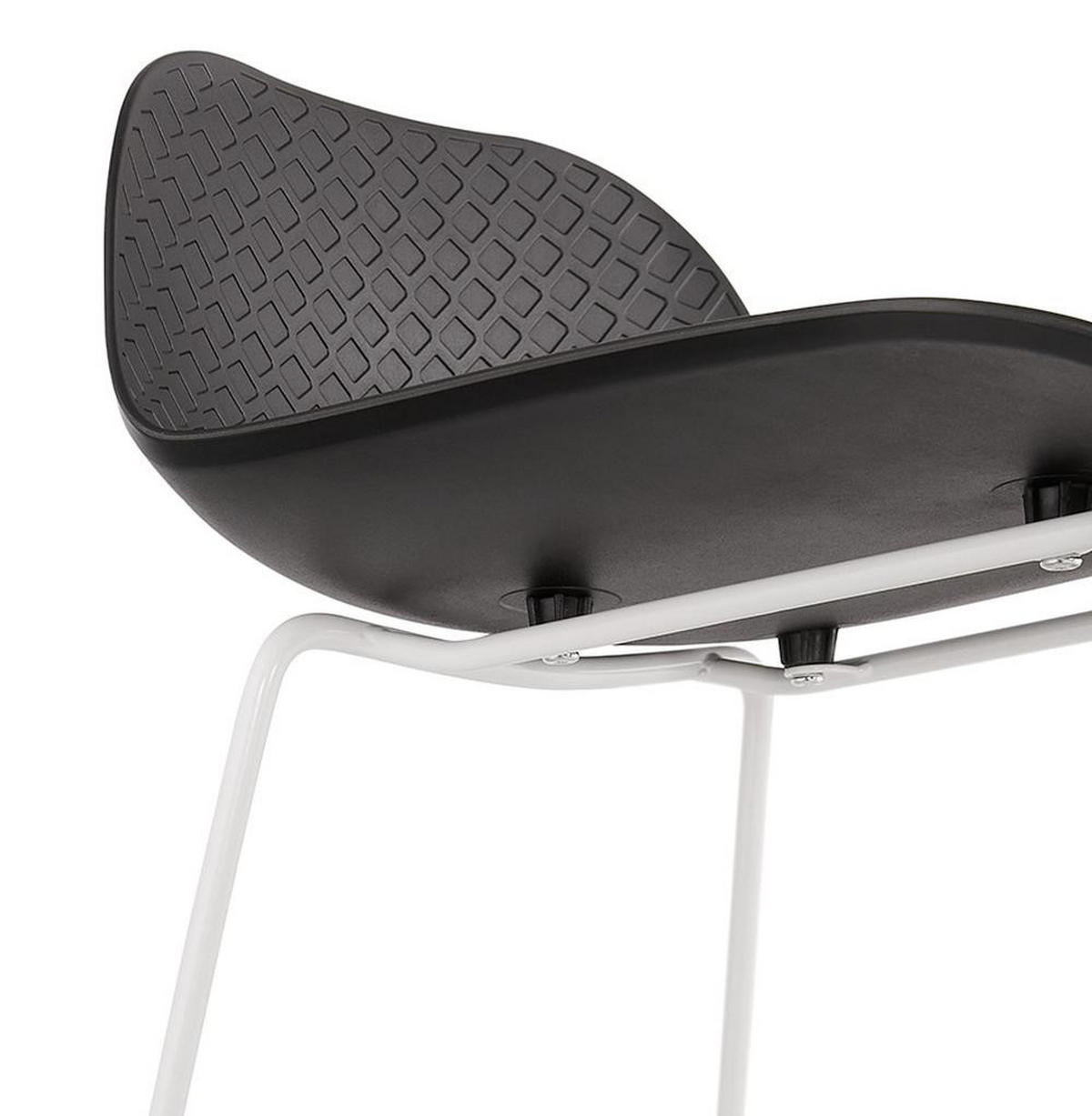 SITZHOCKER Kunststoff Metallgestell Sitzhöhe 66cm Industriedesign JORALI MINI, Schwarz-Weiß 48x53x85 cm - Schwarz/Weiß, Kunststoff/Metall (48/85/53cm) - KADIMA DESIGN