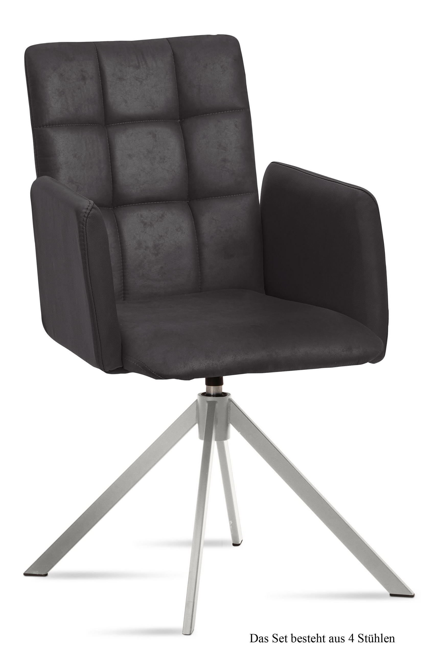 ARMLEHNSTUHL drehbar (4er-Set) Drusie 52x91x60 Edelstahl/Anthrazit - Edelstahlfarben/Anthrazit, Kunststoff (60/91/52cm) - 58aufmkessel