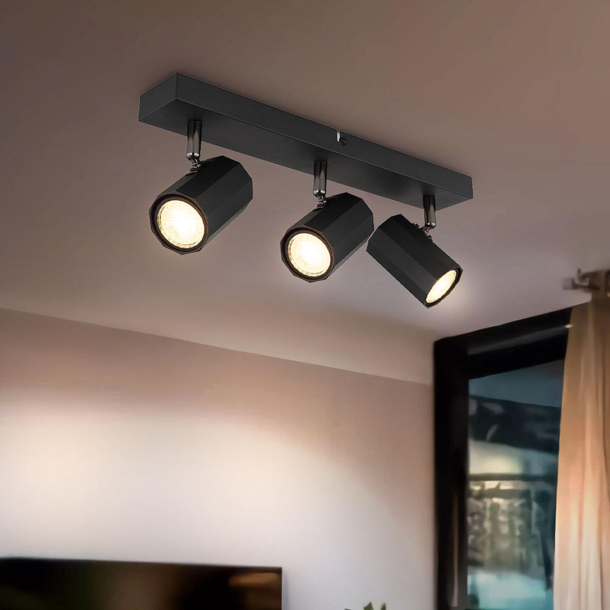 DECKENLEUCHTE JAMES Schwarz - Schwarz, Metall (39/6/14.5cm) - Globo Lighting