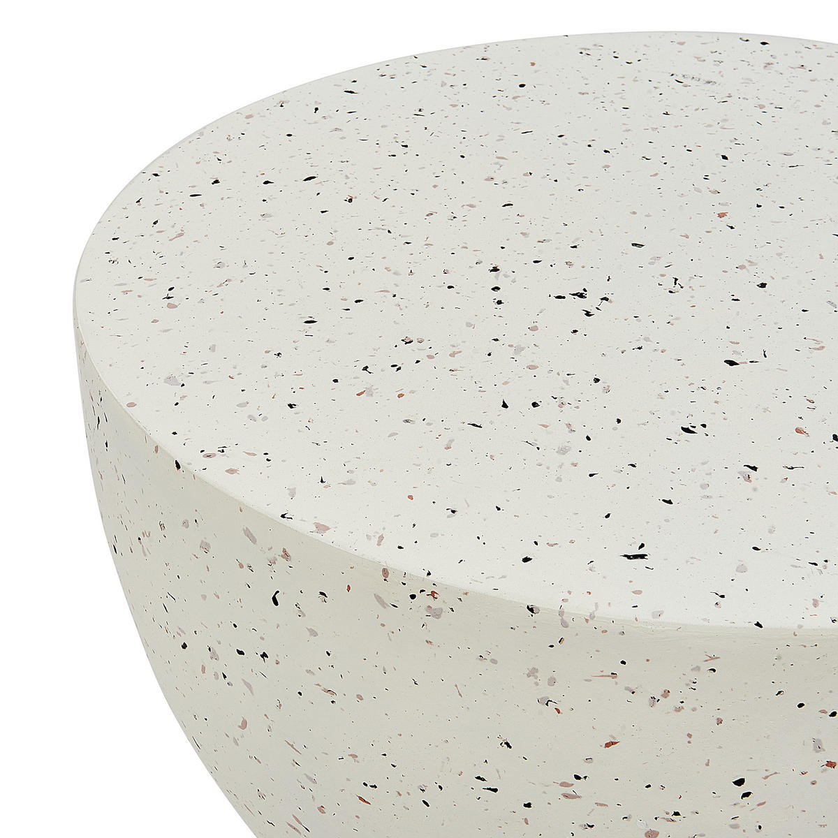 BEISTTELLTISCH Beton cremeweiß Terrazzo Optik rund 40 cm Caoria - Weiß, Stein (40/40/46cm) - Beliani