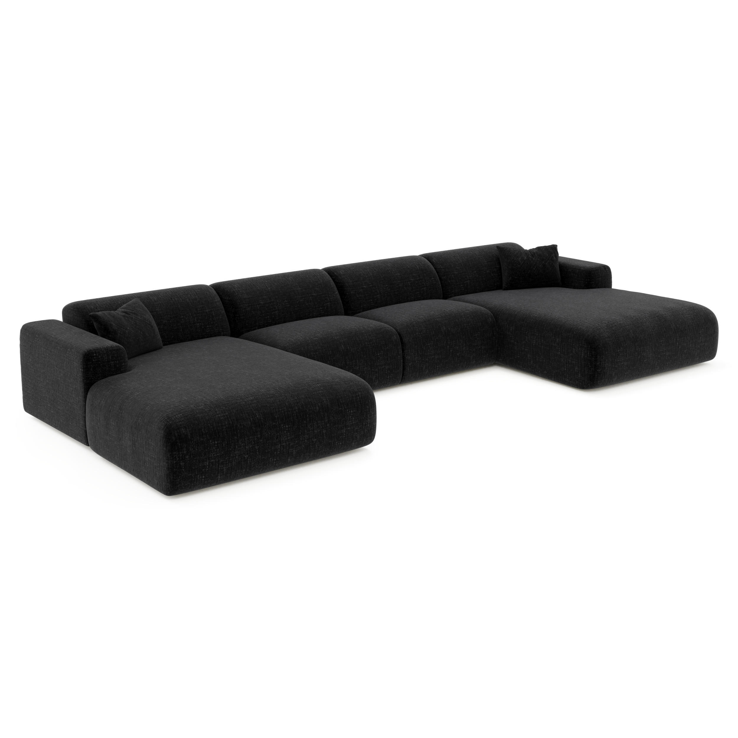 WOHNLANDSCHAFT Texturierter Samt Anthrazitgrau 356cm - Dunkelgrau/Anthrazit, Textil (356/73/166cm) - Sia Home
