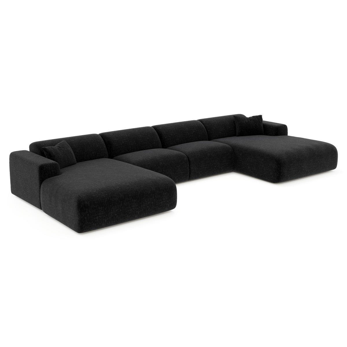 WOHNLANDSCHAFT Texturierter Samt Anthrazitgrau 356cm - Dunkelgrau/Anthrazit, Textil (356/73/166cm) - Sia Home