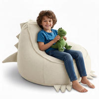 SITZSACK FÜR KINDER Dino 75/75/55 cm, weicher Bouclé 315 g/m², abnehmbarer Bezug, Lamb Cloud - Creme, Textil (75/55/75cm) - Dreamroots