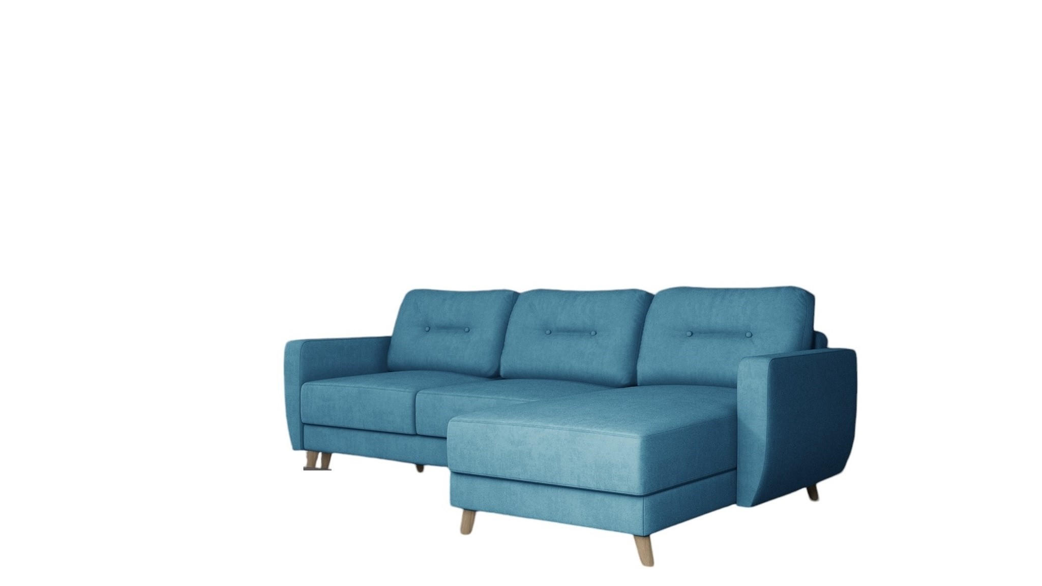 ECKSOFA Marlies In Opera Velvet - Blau, Holzwerkstoff/Textil (233/140cm) - Fun Möbel