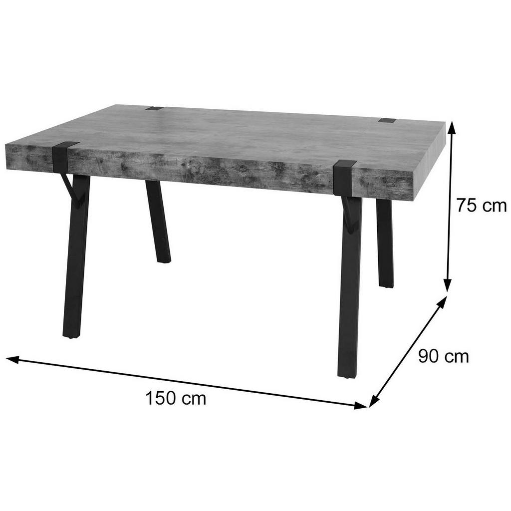 Thumbnail - MCW Esstisch, Grau, Holz, 150x75x90 cm, Esszimmer, Tische, Esstische