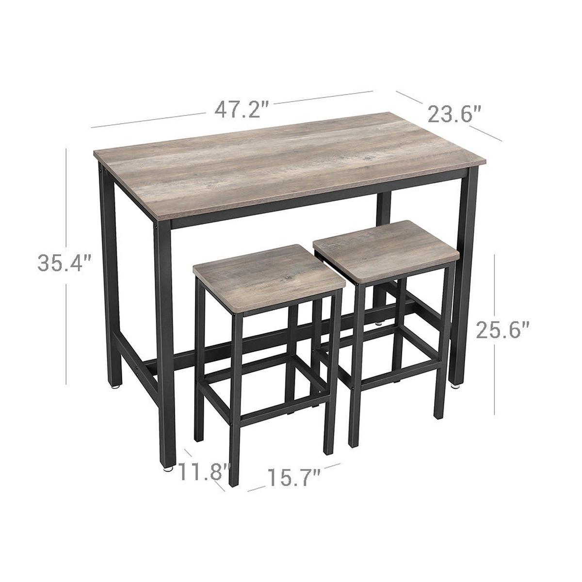 BARTISCH - Schwarz, Holzwerkstoff (60/90/120cm) - Hansiro