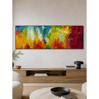 ÖLGEMÄLDE 150/50 cm - Blau/Gelb, Holz/Textil (150/50cm) - KUNSTLOFT