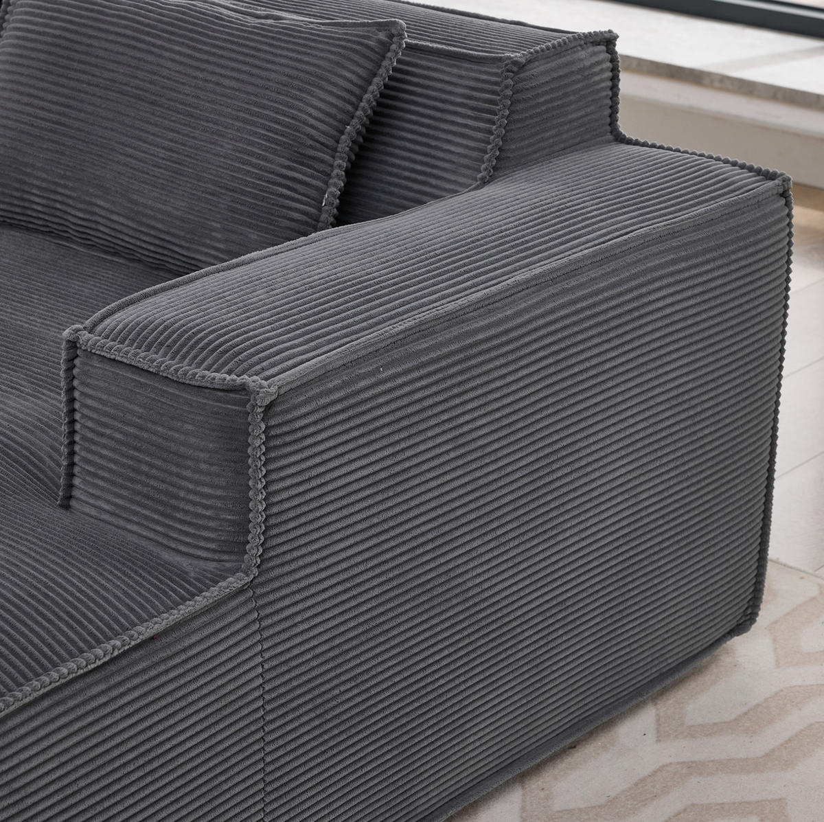 SOFA kompaktes Design 235 cm Polyester Grau - Grau, Textil (129/235cm) - Meubliv