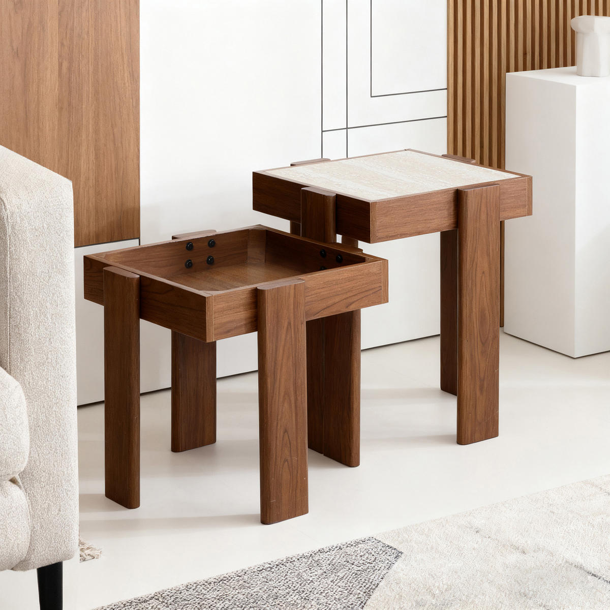 BEISTELLTISCH Modern & zerlegbar, Braun, MDF | B45 x T45 x H50 cm - Braun, Holz (40/50/40cm) - Hometopia