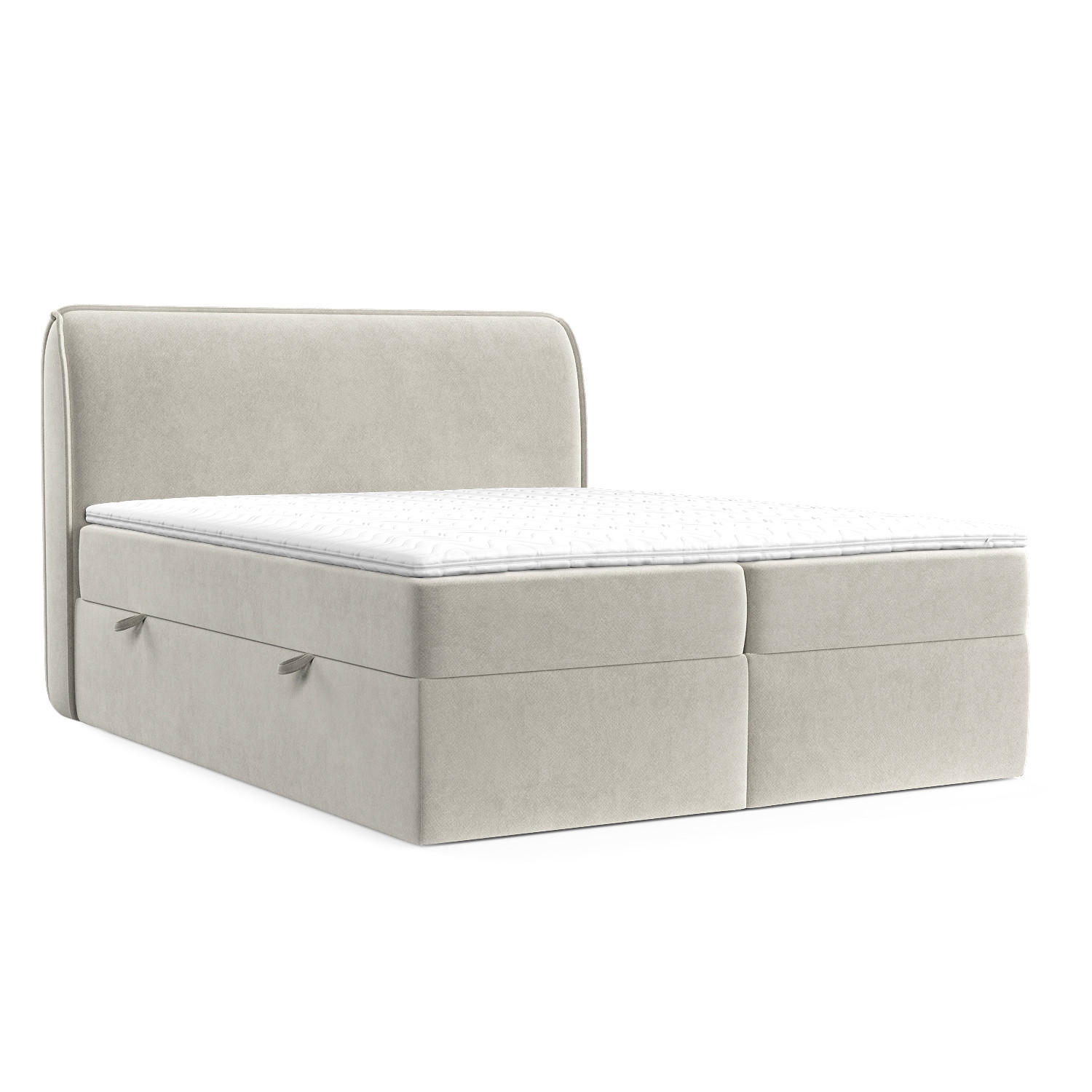 BOXBETT Organic Hellbeige 120/200 cm mit Bonellmatratze und Topper - Beige/Schwarz, Holz/Holzwerkstoff (120/200cm) - Maison de Reve