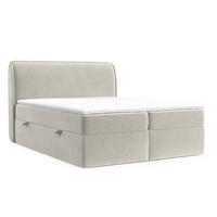 BOXBETT Organic Hellbeige 200/200 cm mit Bonellmatratze und Topper - Beige/Schwarz, Holz/Holzwerkstoff (200/200cm) - Maison de Reve