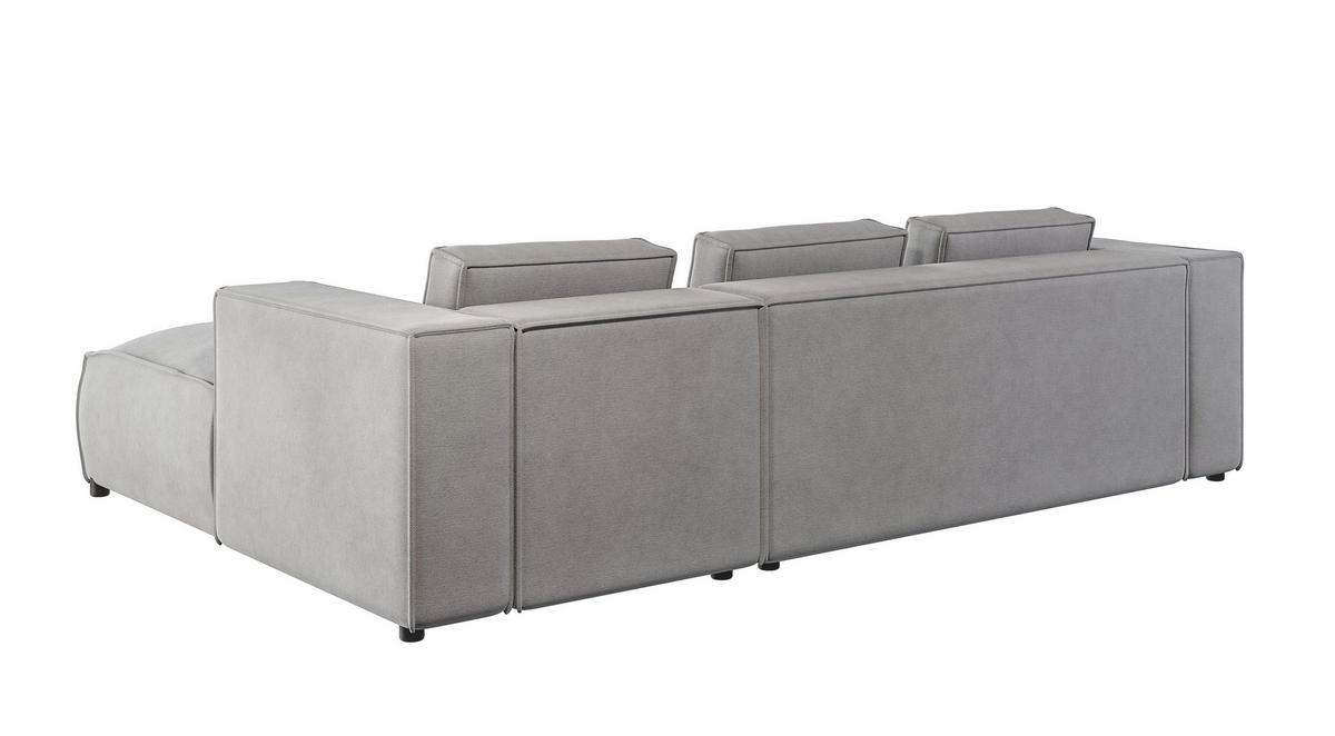 ECKSOFA Zenith Grau Luxusmicrofaser, Ottomane rechts - Schwarz/Grau, Holz/Kunststoff (262/176cm) - S-Style Möbel