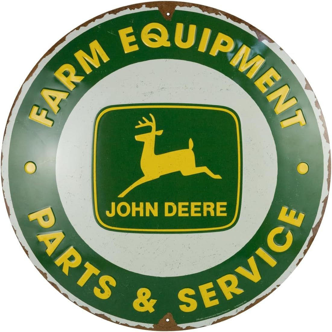BLECHSCHILD 35 cm Rund John Deere Parts & Service - Multicolor, Metall (35/35/0.2cm) - Nostalgic-Art