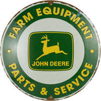 BLECHSCHILD 35 cm Rund John Deere Parts & Service - Multicolor, Metall (35/35/0.2cm) - Nostalgic-Art