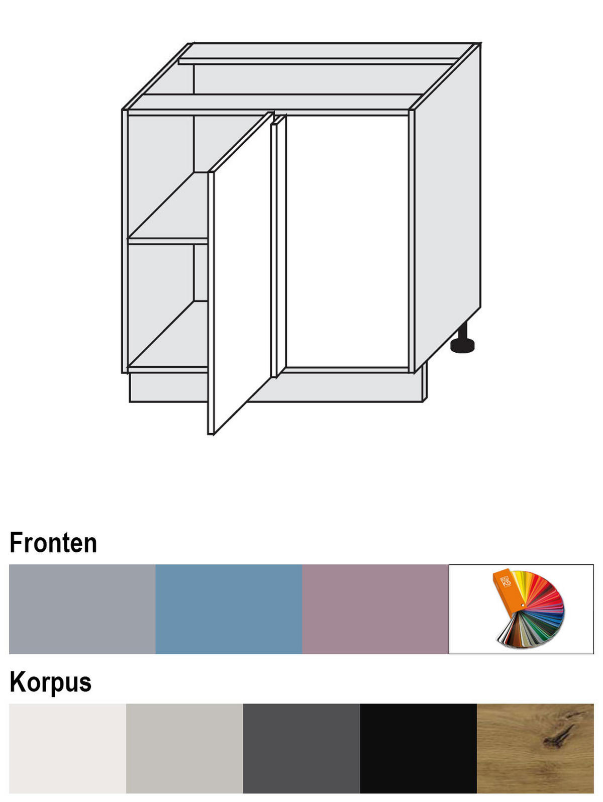 ECKVERBINDUNGSSCHRANK Bari D13U/90 Grau / RAL 7040 fenstergrau 90 / 50 / 82cm - Grau, Holz/Holzwerkstoff (90/82/50cm) - Feldmann-Wohnen