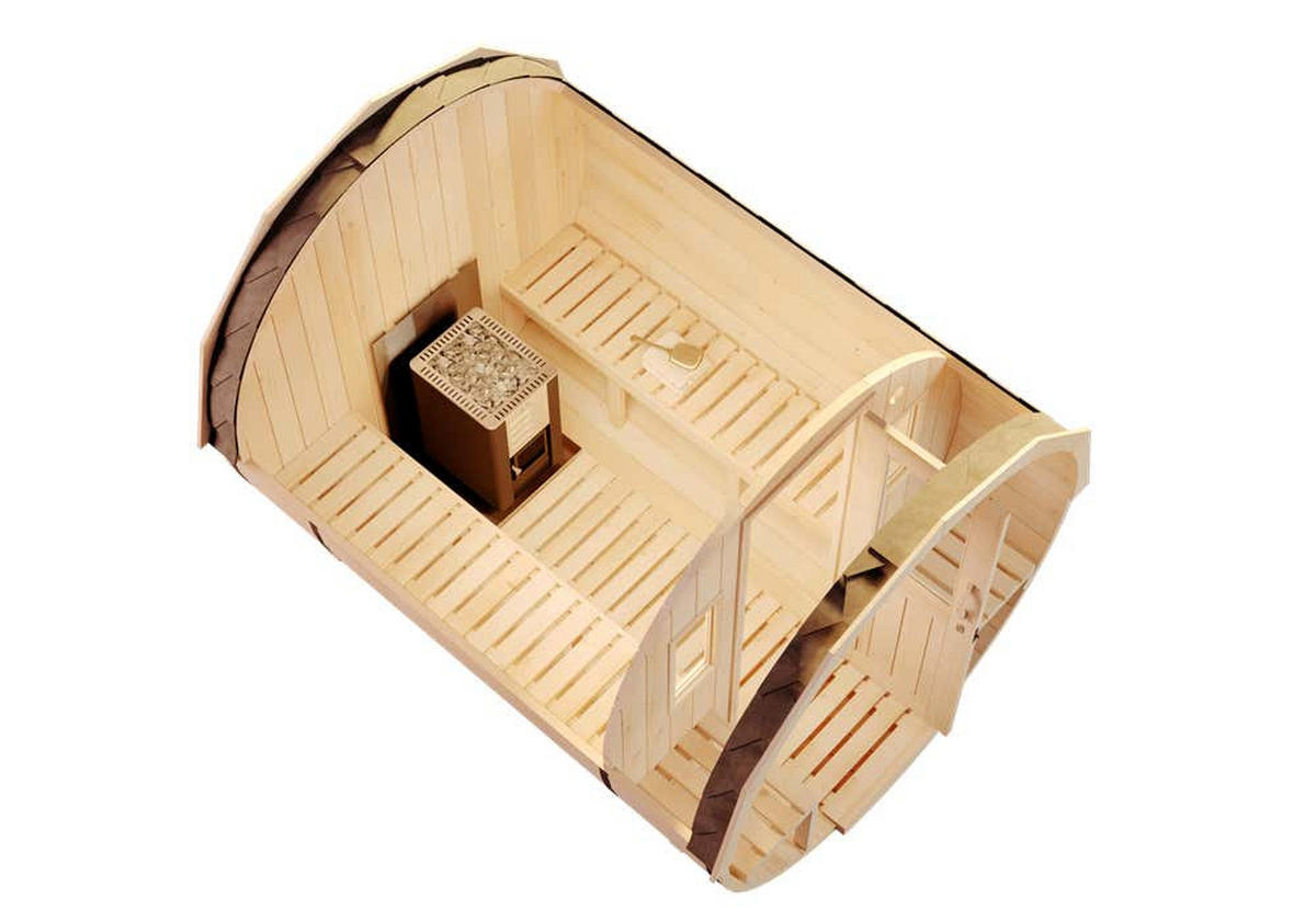 FASSSAUNA Holz Sam - Naturfarben, Holz (220/231/280cm) - FinnTherm