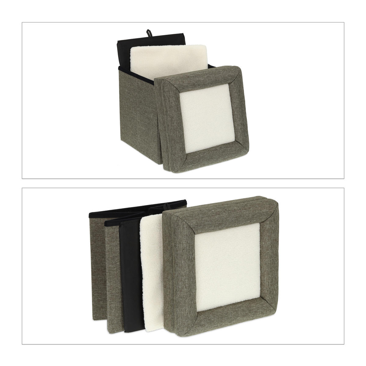 KATZENHÖHLE - Grau, Holzwerkstoff/Textil (38/44/38cm) - Relaxdays