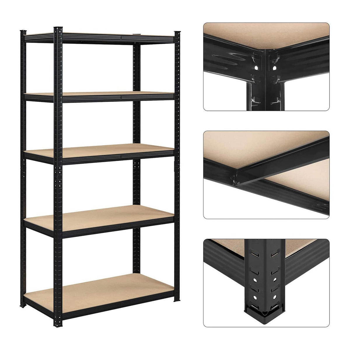 STANDREGAL 2ER-SET - Schwarz, Metall (100/200/50cm) - Hansiro