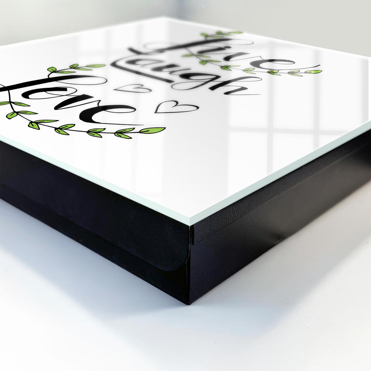 SCHLÜSSELBOX Schwarz 30x30 cm- Türöffnung nach rechts - Positive Typografie - Weiß, Metall (30/30/5cm) - TULUP