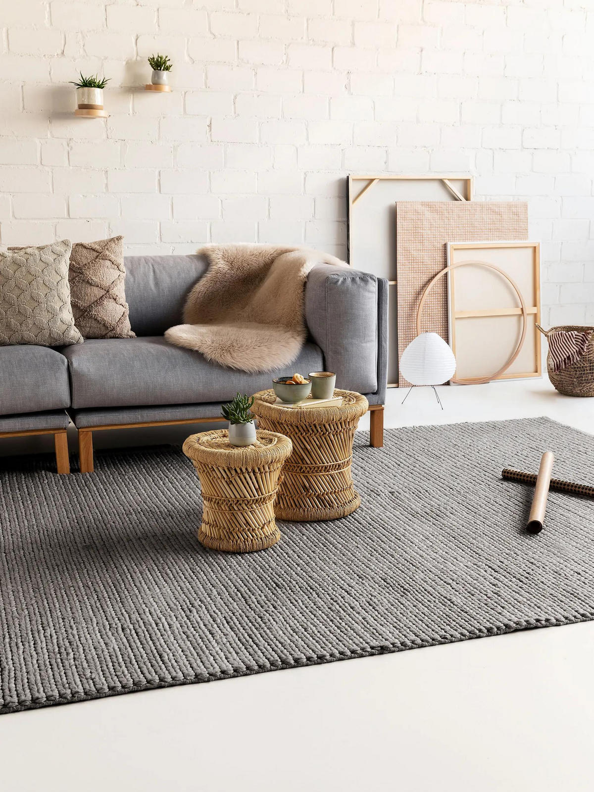 WOLLTEPPICH Uno Hellgrau 200x300 cm - Hellgrau, Textil (200/300cm) - benuta Pure