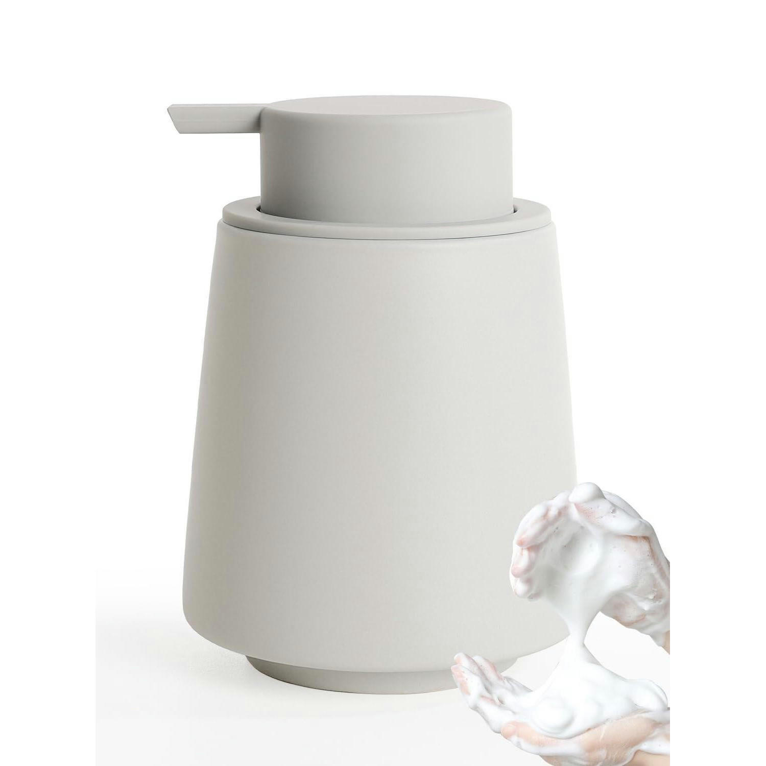 SCHAUMSEIFENSPENDER Keramik Grau 400 ml - Grau, Keramik (9.5/12.9/9.5cm)