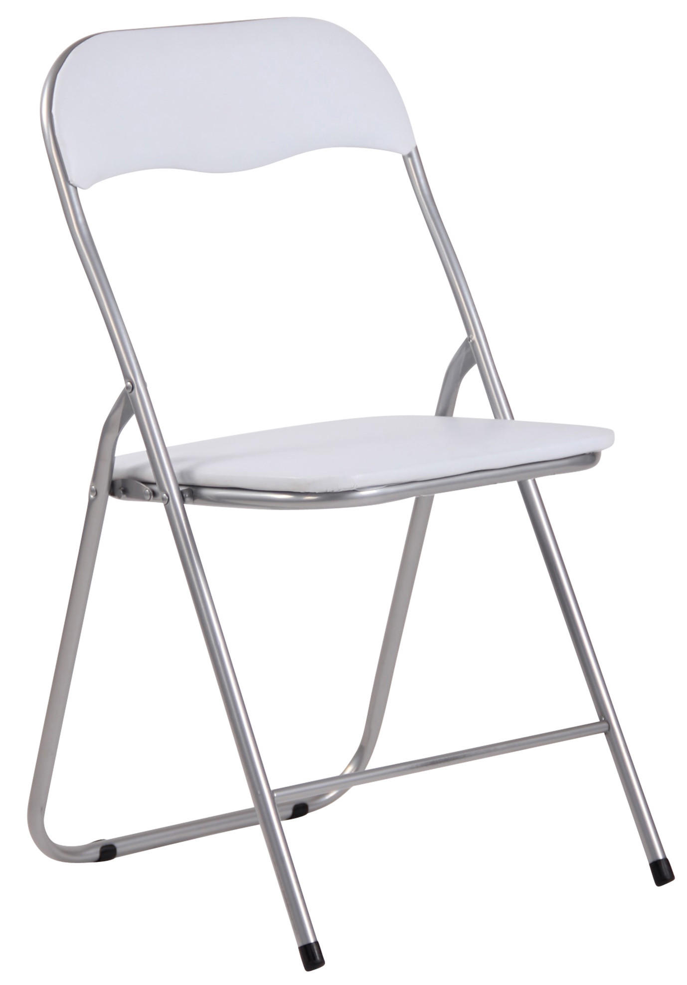 KLAPPSTUHL 2er Set Kunststoff weiß/silber - Silberfarben/Weiß, Kunststoff/Textil (45/78/45cm) - CLP
