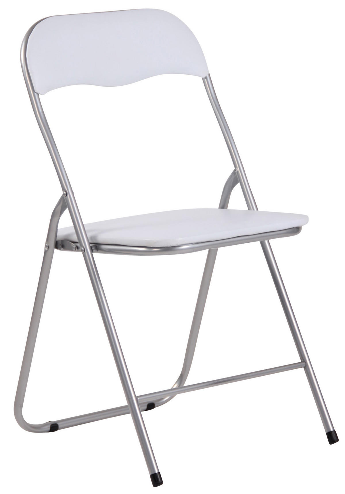 KLAPPSTUHL 2er Set Kunststoff weiß/silber - Silberfarben/Weiß, Kunststoff/Textil (45/78/45cm) - CLP