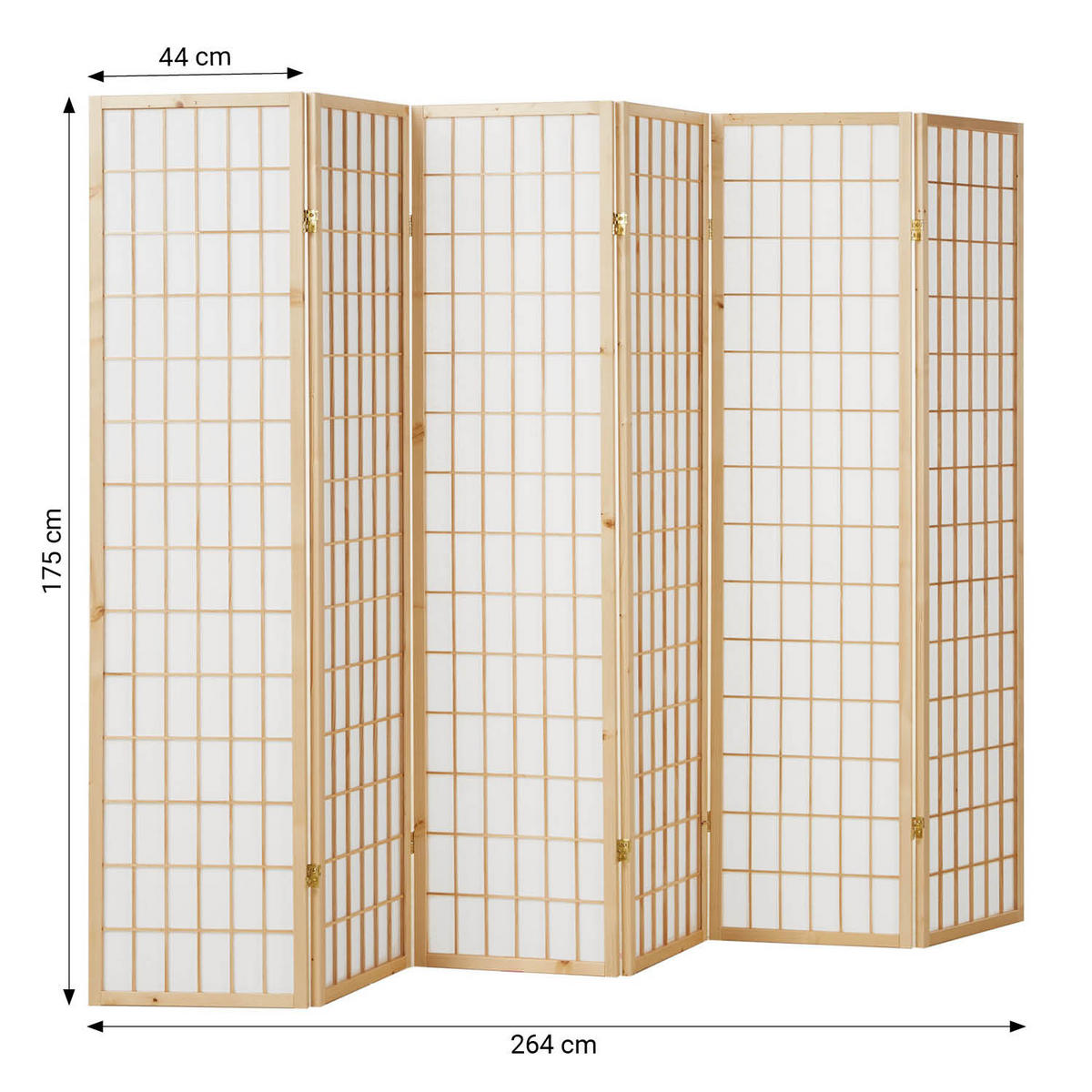 PARAVENT 6-tlg. 264/175 cm Braun Shoji - Braun, Holz (264/175/2cm) - Homestyle4u