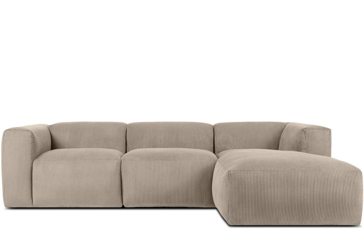 ECKMODULSOFA-RECHTS BUFFO mit extrem weicher und bequemer Sitzfläche, Kordstoff, beige - Beige, Textil (297/180cm) - KONSIMO®