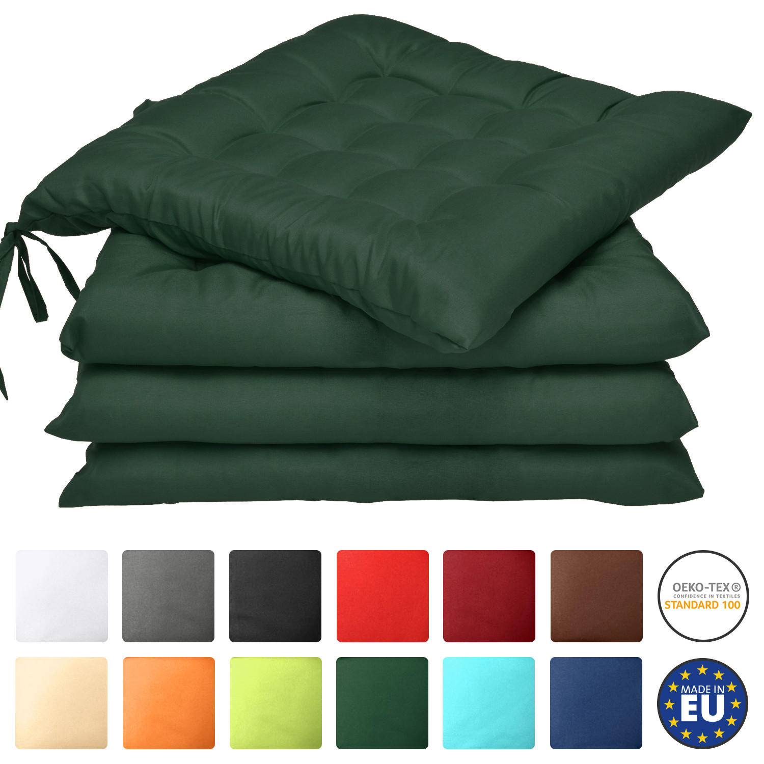 STUHLKISSEN Lea 40/40/5 cm Dunkelgrün 4tlg - Dunkelgrün, Textil (40/40cm) - Beautissu 