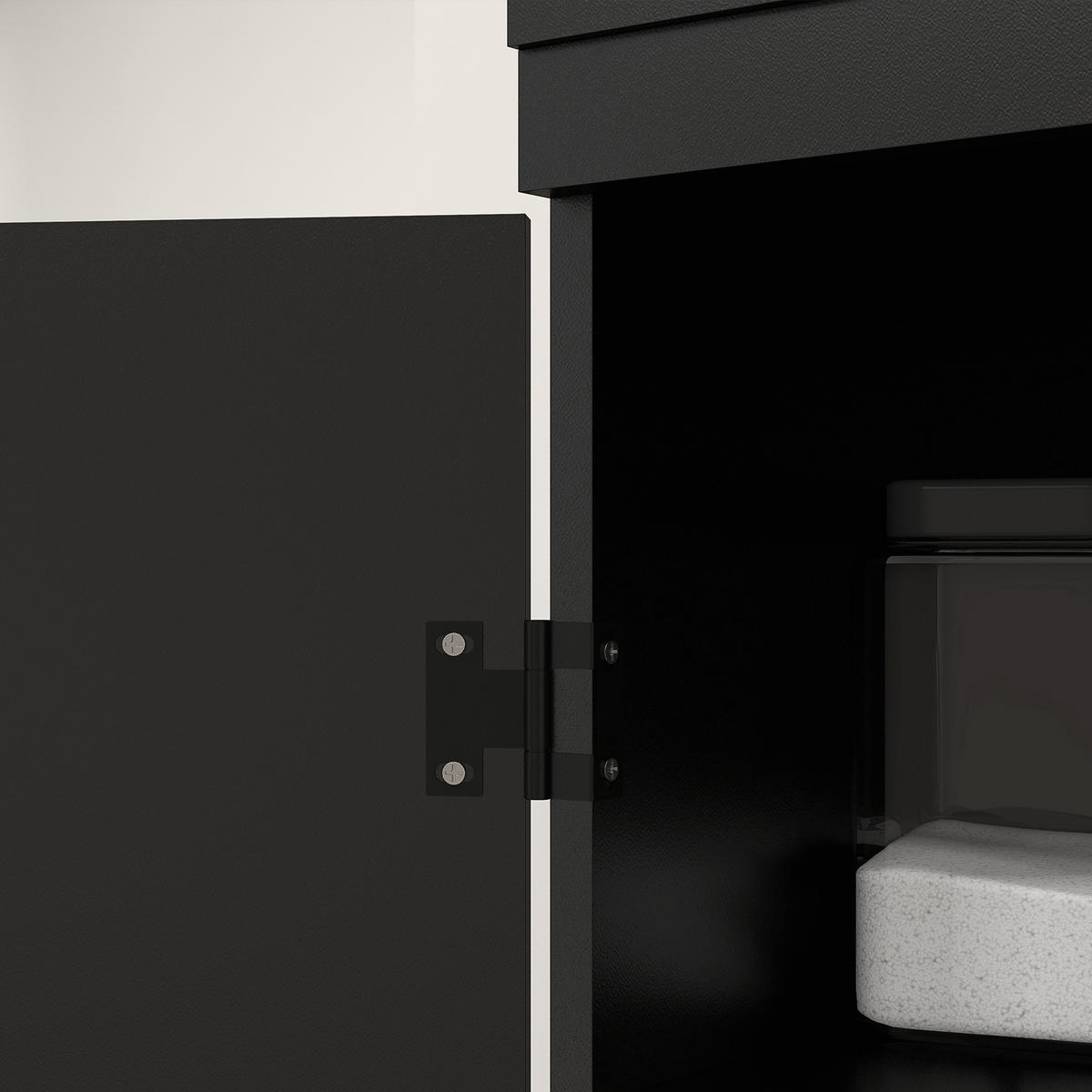 HIGHBOARD DE-11215 4 Türen & 6 Ebenen mit verstellbaren Böden Schwarz - Schwarz, Holzwerkstoff (40/176.7/76cm) - ComfortXL