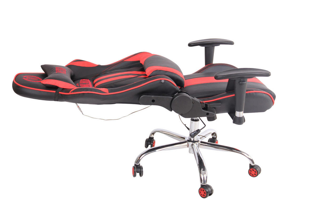 CHEFSESSEL Lederlook schwarz/rot - Rot/Schwarz, Textil/Metall (67/128/51cm) - CLP