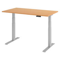 SCHREIBTISCH elektrisch XDKB 80/140/74 cm in Buchefarben/Silberfarben - Buchefarben/Silberfarben, Holzwerkstoff (80/140/74cm) - bümö
