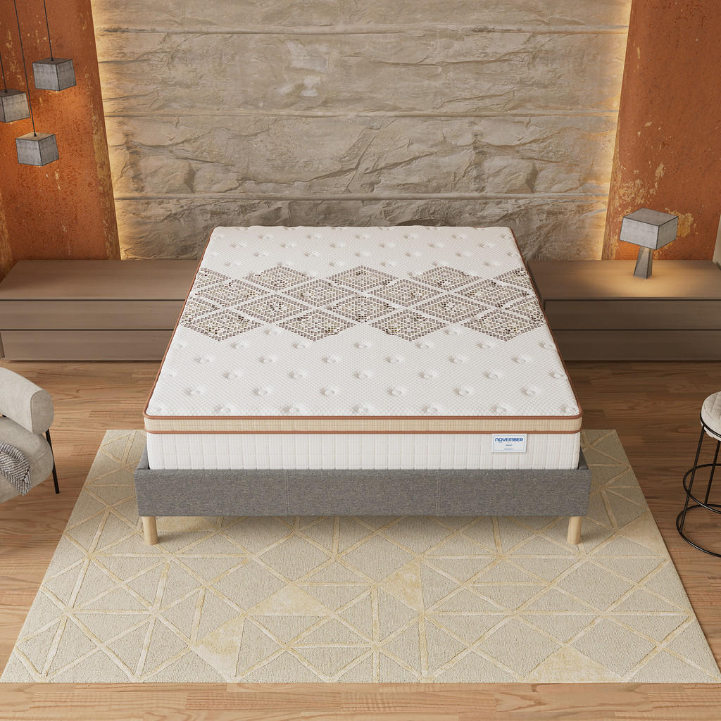 Thumbnail - November Sleep Bett, Grau, Naturmaterialien, Pappel, H4, 5-Zonen, Höhe ca. 28 cm, 120x190 cm, Oeko-Tex®, Schlafzimmer, B...