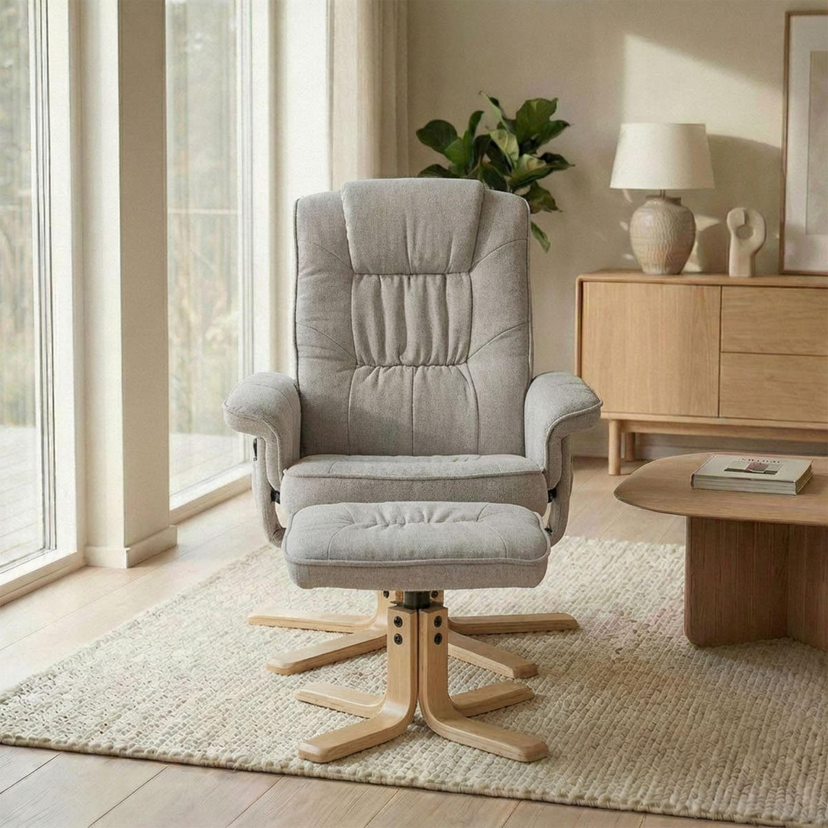 RELAXSESSELSET CHARLY - Grau, Textil (76/87/61cm) - IDIMEX