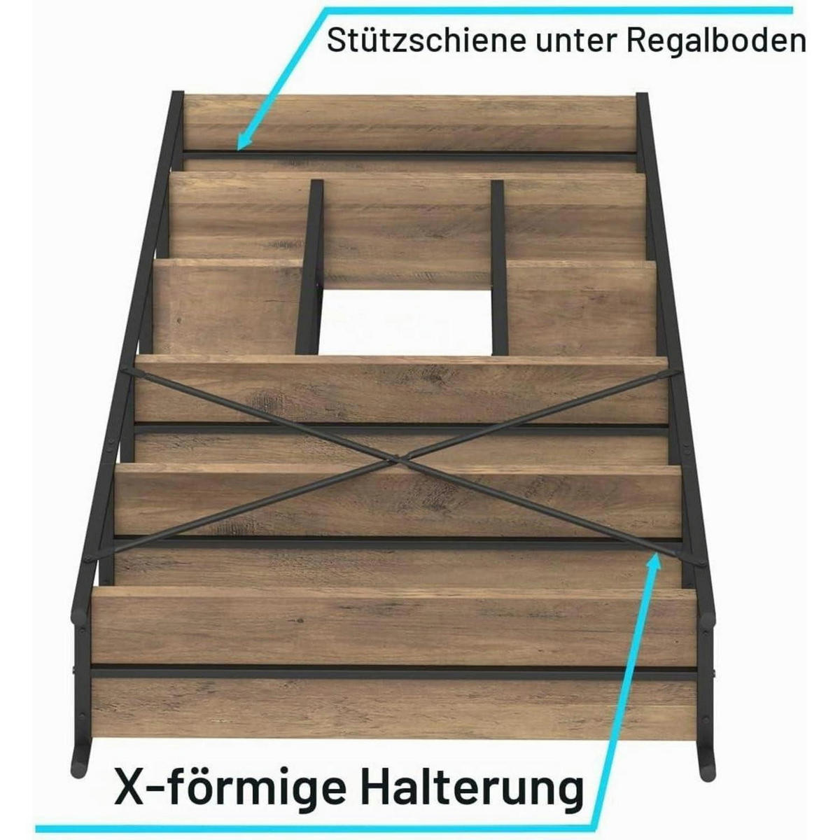 BÜCHERREGAL 180 cm Helles Holz Metall - Braun, Metall (120/178/30cm)