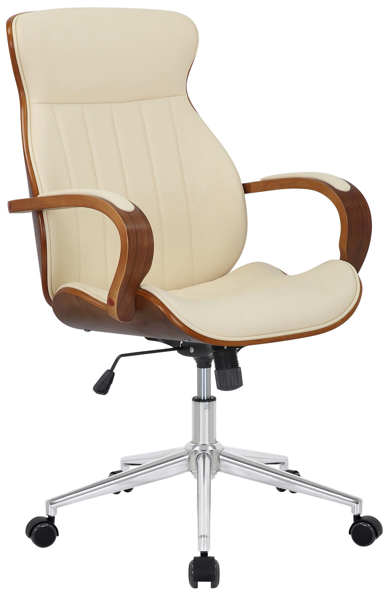 DREHSTUHL Lederlook walnuss/creme - Chromfarben/Walnussfarben, Textil/Metall (63/100/68cm) - CLP