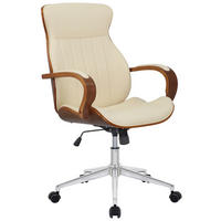 DREHSTUHL Lederlook Walnuss/Creme - Chromfarben/Walnussfarben, Textil/Metall (63/100/68cm) - CLP