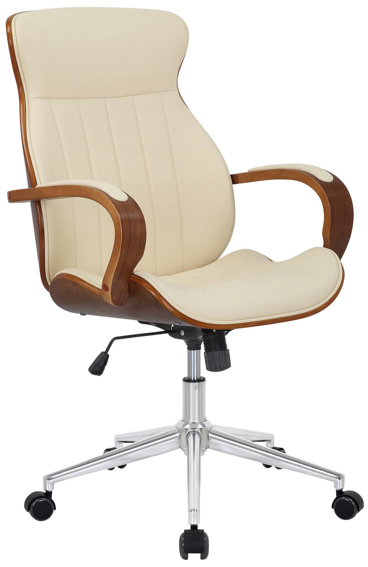 DREHSTUHL Lederlook Walnuss/Creme - Chromfarben/Walnussfarben, Textil/Metall (63/100/68cm) - CLP