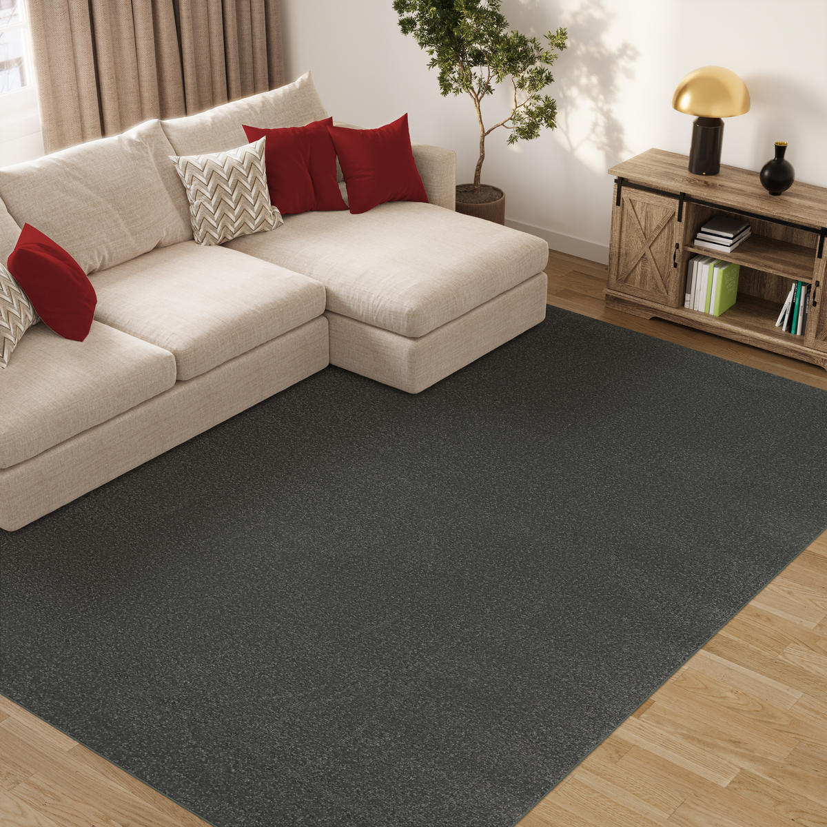 TEPPICH Mono Dunkelgrau 180/250 cm - Dunkelgrau, Kunststoff (180/250cm) - Tapiso