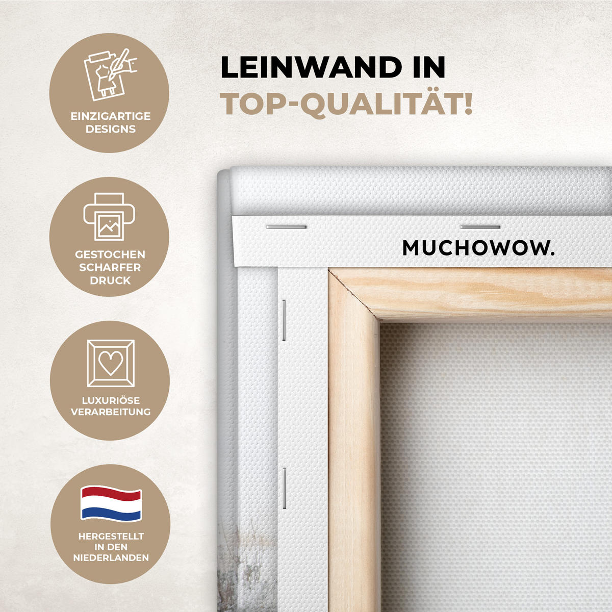 LEINWANDBILD Hirsche - Winter - Schnee - Tiere - Jahreszeiten - Weiß 40x30 cm - Hellbraun, Textil (40/30cm) - MuchoWow