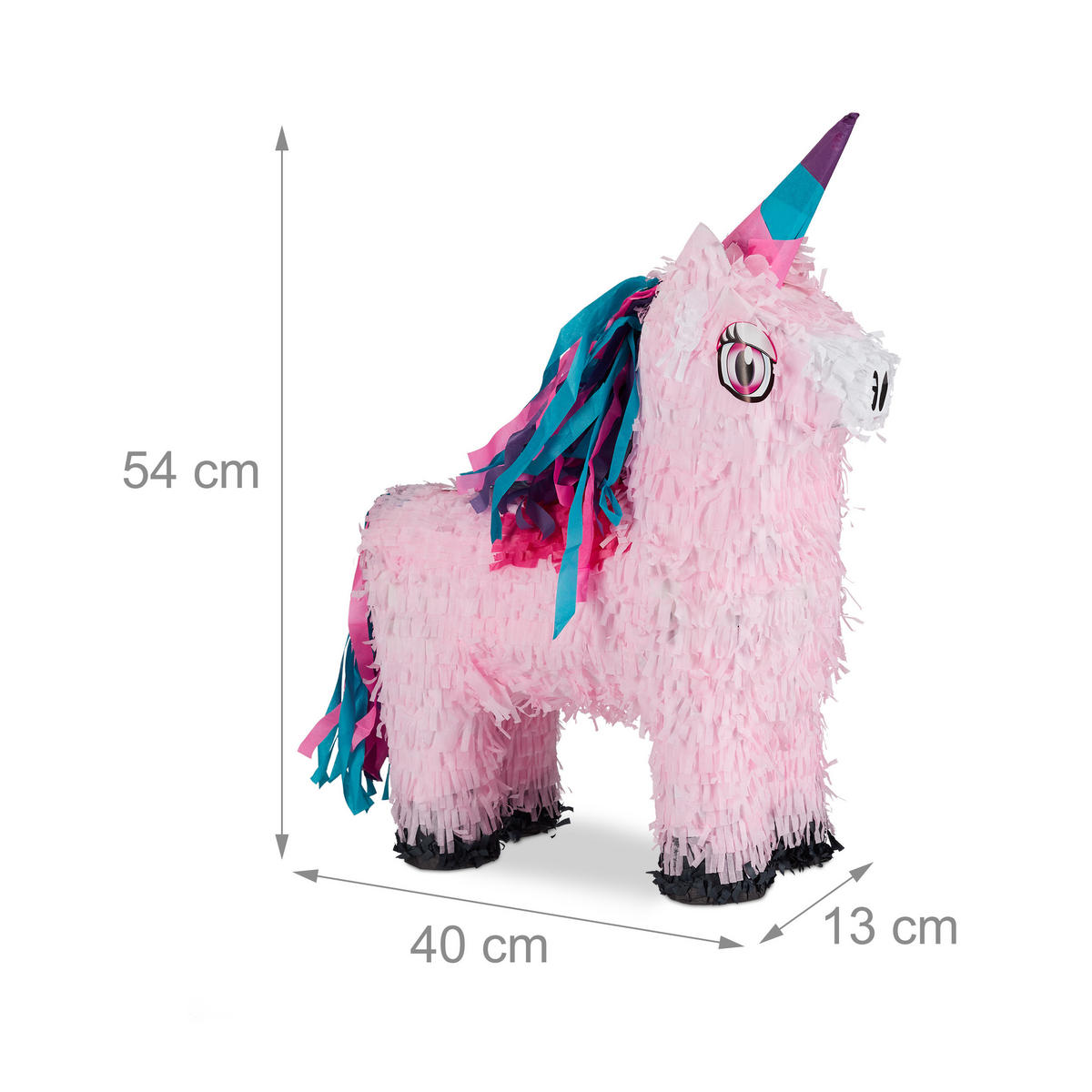PINATA Einhorn - Rosa, Papier/Wellpappe (40/54/13cm) - Relaxdays