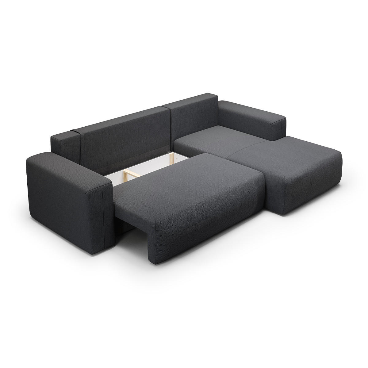 ECKSOFA Bliss 3 Sitzplätze Dunkelgrau - Grau, Holz (268/163cm) - Petits-meubles