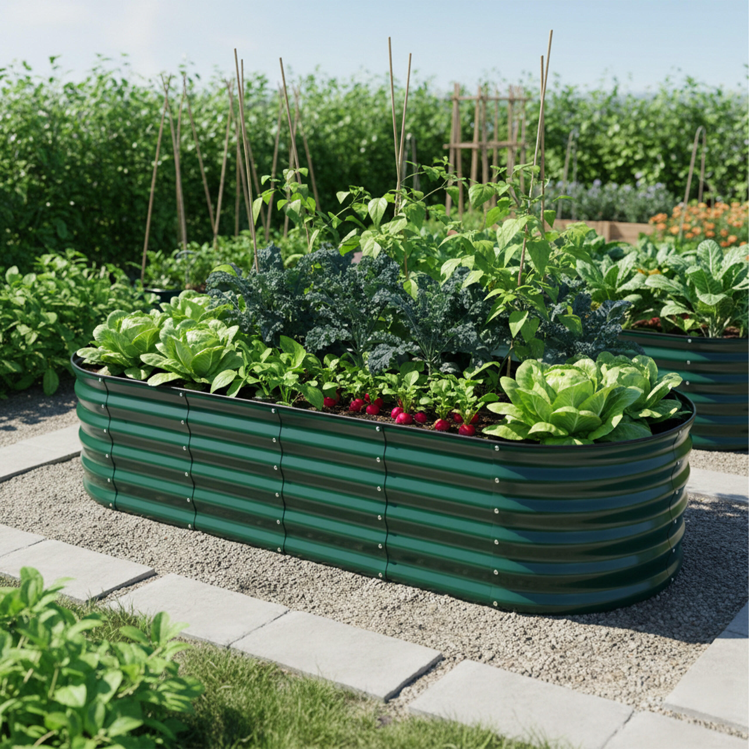 Thumbnail - Relaxdays Hochbeet, Grün, Metall, Oval, 150x45x60 cm, Gartenzubehör, Hochbeete