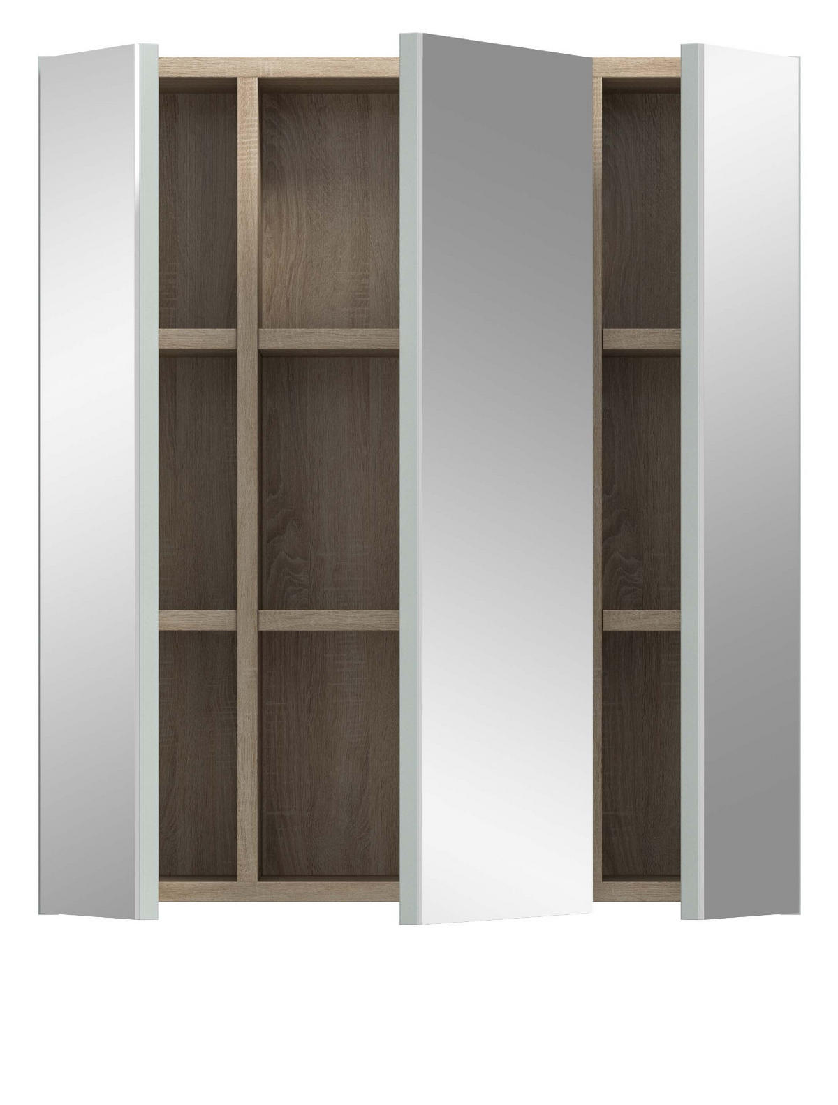 SPIEGELSCHRANK grün, Badschrank skandinavisch 3-türig 60 x 68 cm - Eichefarben/Grün, Glas/Holzwerkstoff (60/68/19cm) - Inn.Furn